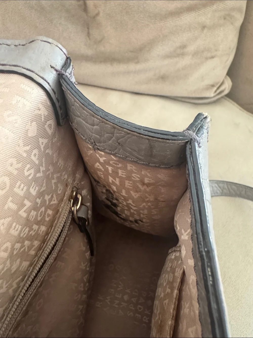 Kate Spade Knightsbridge Doris Grey Leather Crocodile Embossed Satchel Crossbody